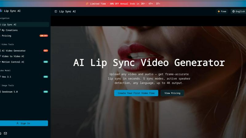 Lip Sync AI application interface and features