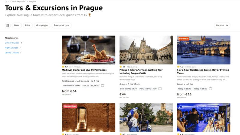 Alle Travel application interface and features