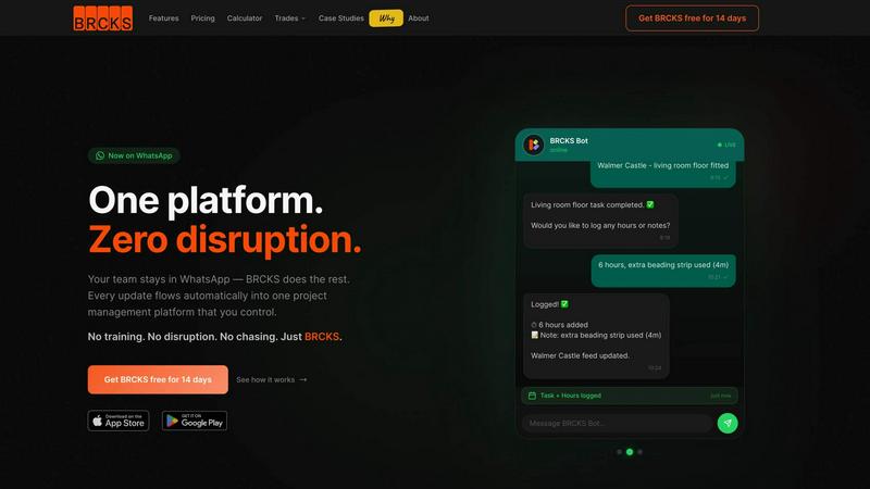 BRCKS application interface and features