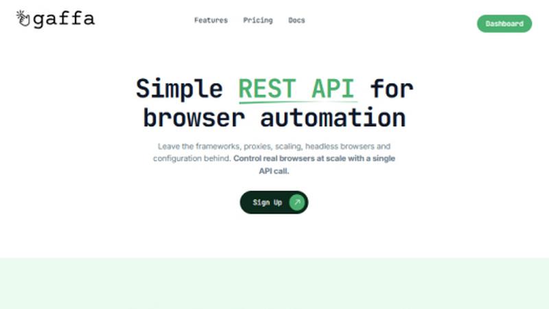 Gaffa application interface and features