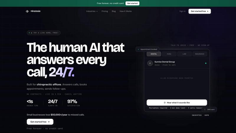 HireJosie application interface and features