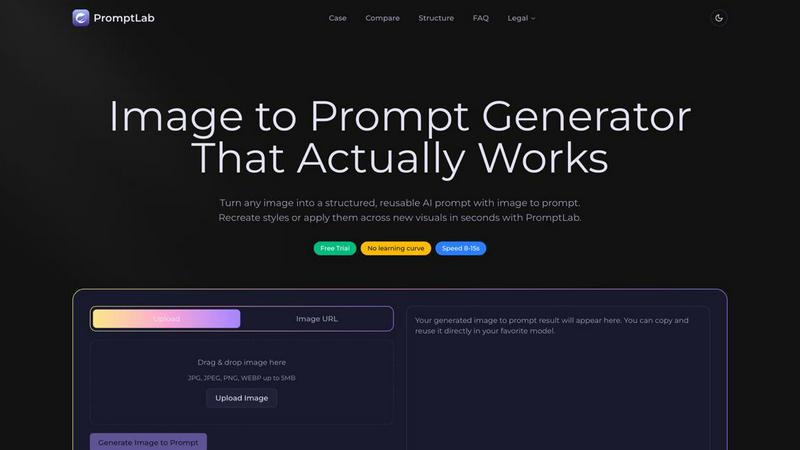 PromptLab Image to Prompt application interface and features