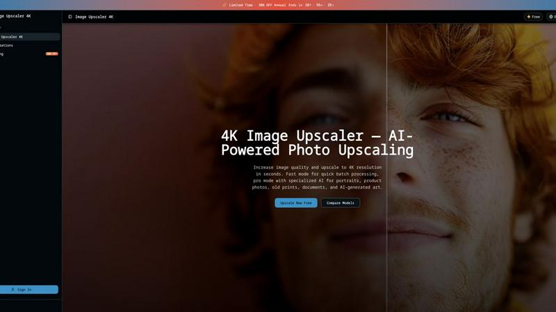 Image Upscaler 4K application interface and features