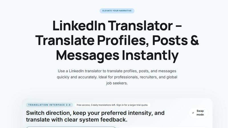 Linkedin Translator application interface and features