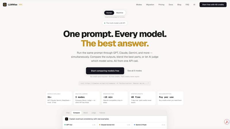 LLMWise - product for AI Assistants