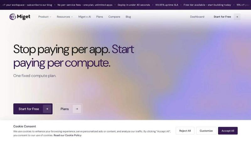Miget application interface and features