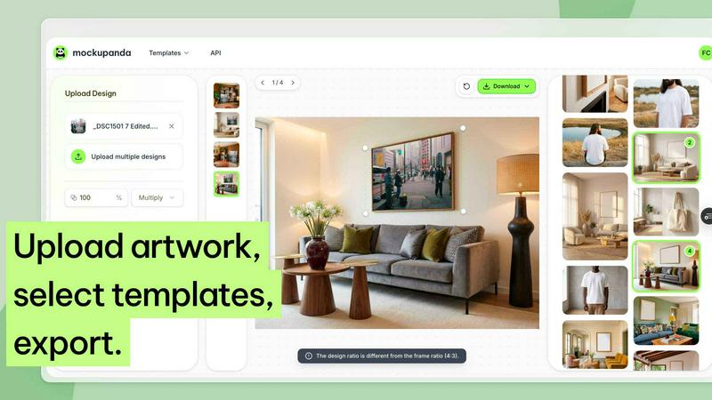 Mockupanda application interface and features