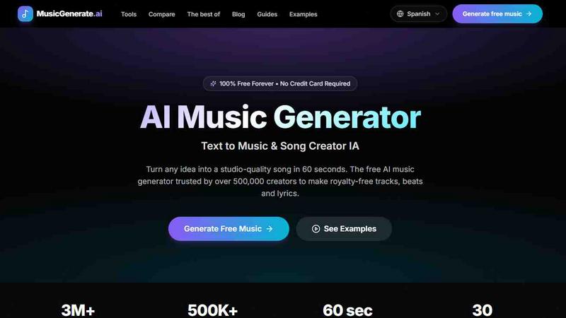 AI Music Generator application interface and features