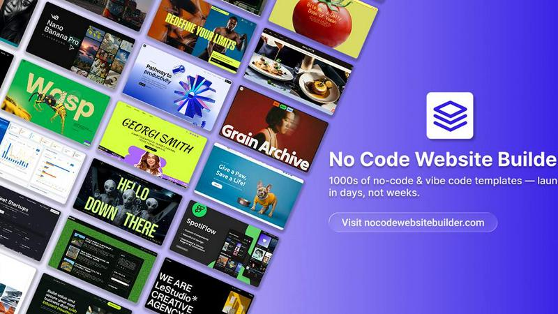 No Code Website Builder application interface and features