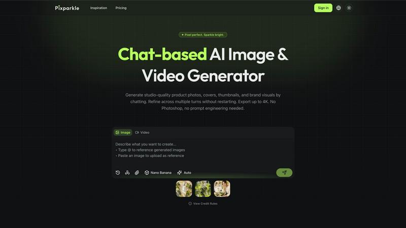 Pixparkle application interface and features