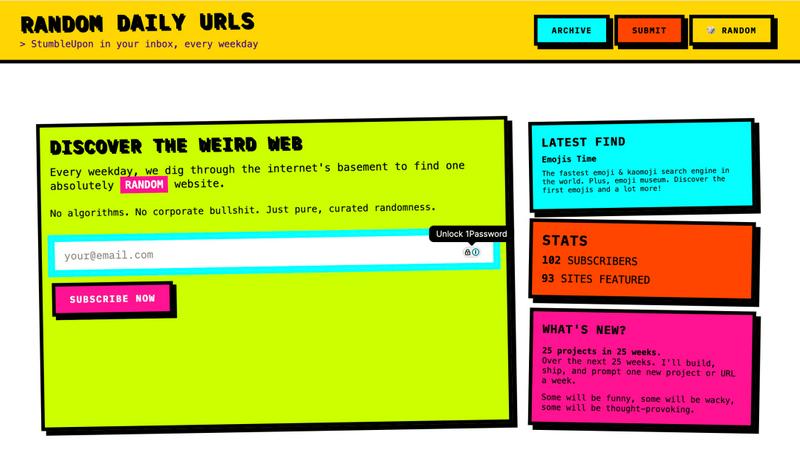 Random Daily Urls - product for productivity