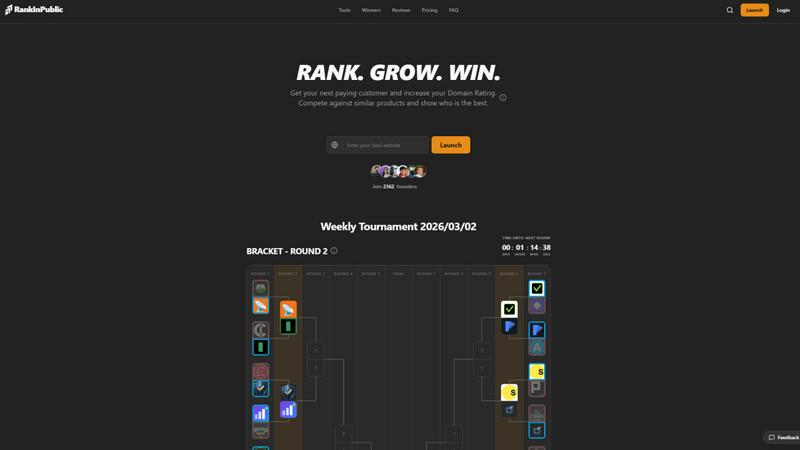 RankInPublic application interface and features