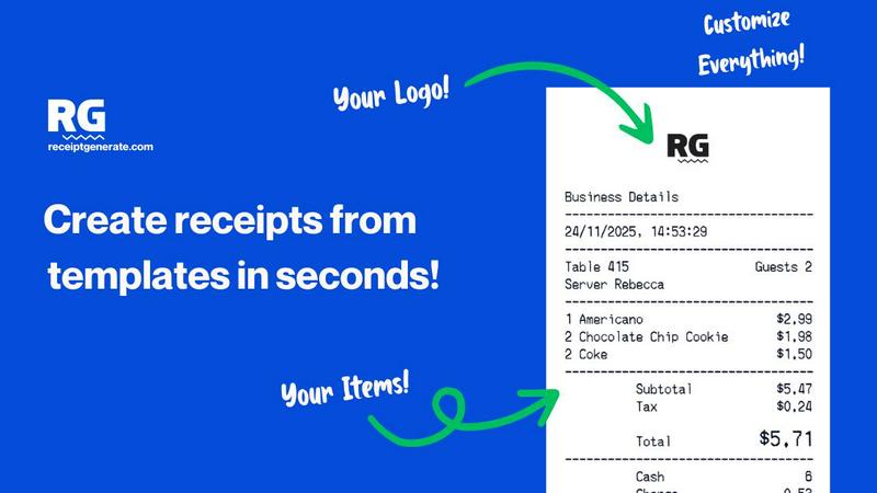 ReceiptGenerate application interface and features