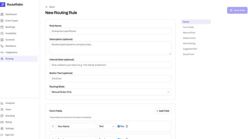 RouteRobin application interface and features