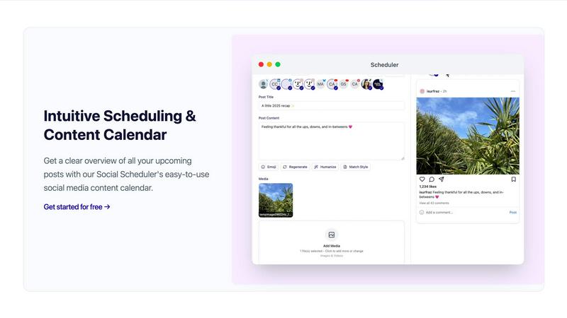 Scheduler.social application interface and features