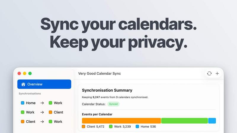 Very Good Calendar Sync application interface and features