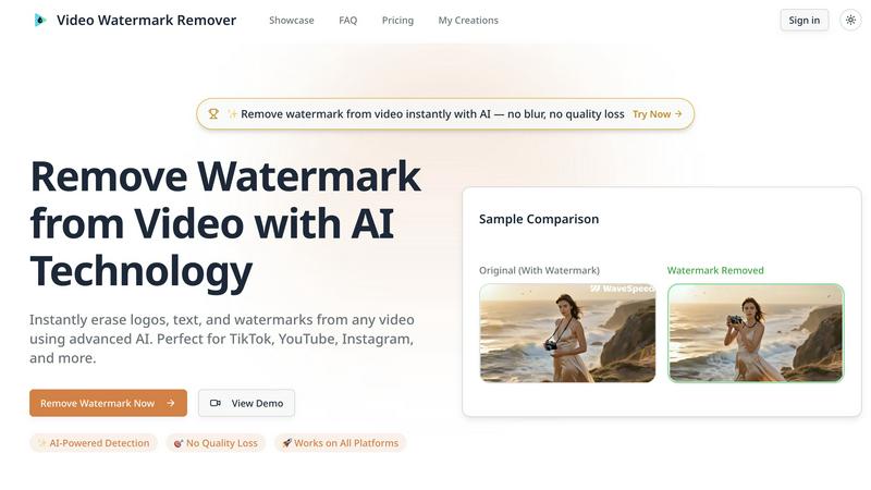 Video Watermark Remover - Smart AI Detection