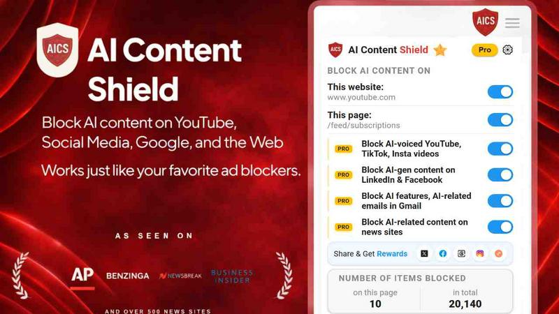 AI Content Shield application interface and features
