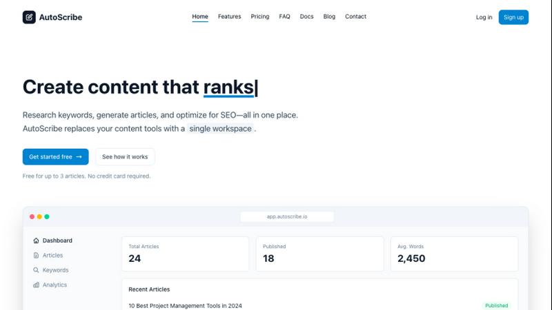 AutoScribe application interface and features