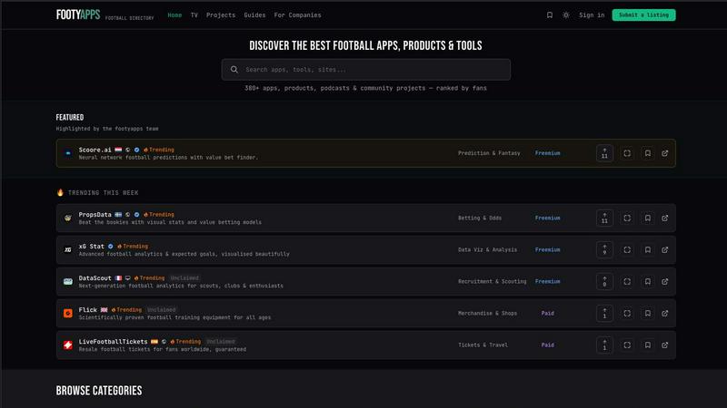 footyapps application interface and features