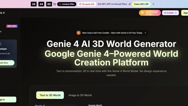 Genie 4 AI 3D World Generator - product for Content Creation