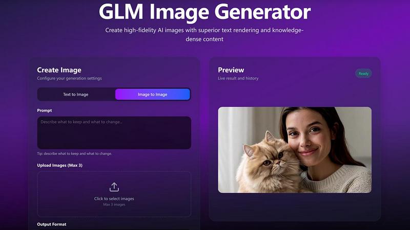 GLM Image application interface and features