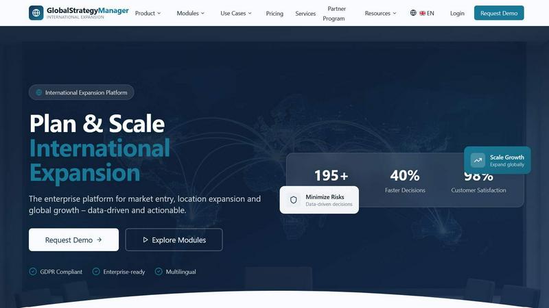 GlobalStrategyManager: The Global Business Strategy & Expansion Platform application interface and features