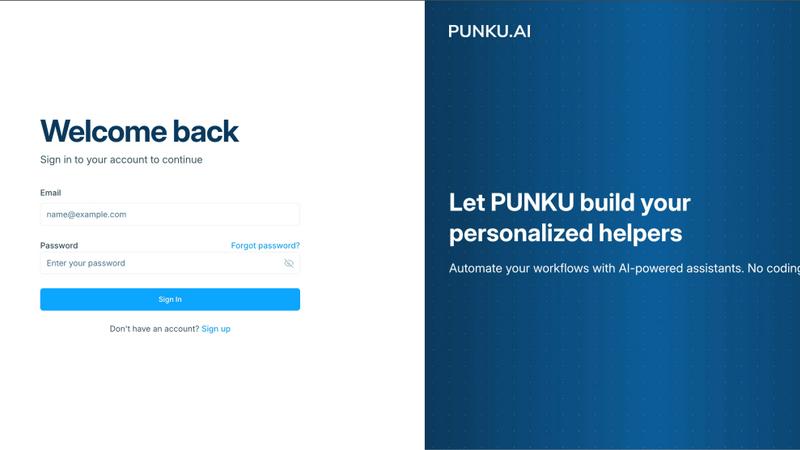 PUNKU.AI application interface and features