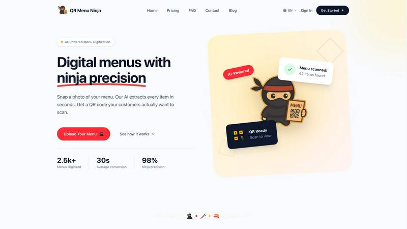 QR Menu Ninja - product for productivity