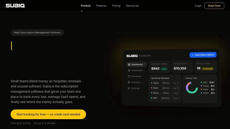 Subiq application interface and features