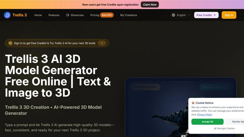 Trellis 3 AI 3D Model Generator - product for Content Creation