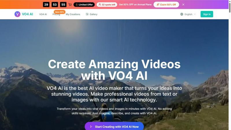 VO4 AI application interface and features